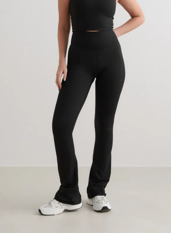 Black Monochrome Core Flare Tights sold by Aimn