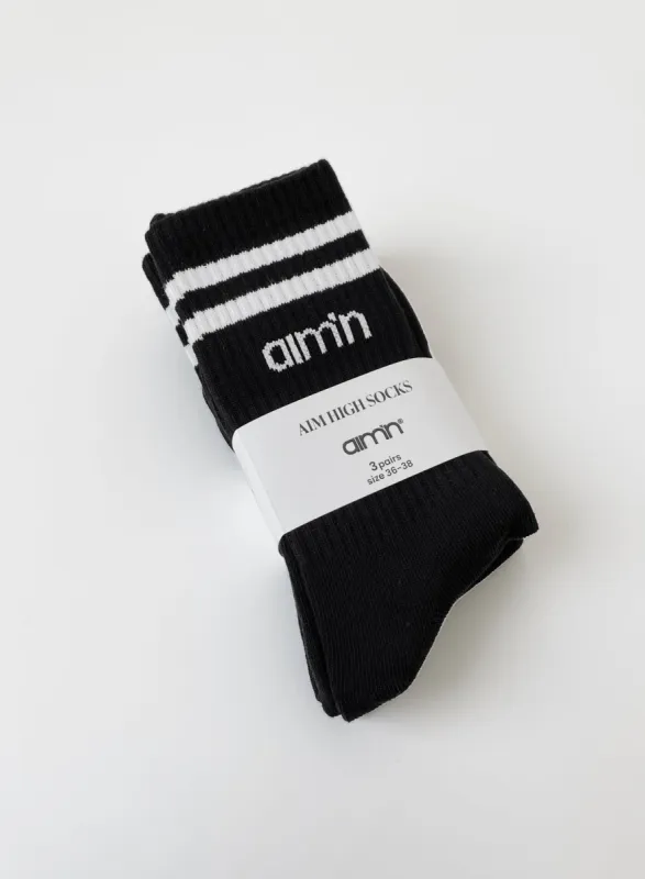 Black Aim High Socks 3-pack sold by Aimn