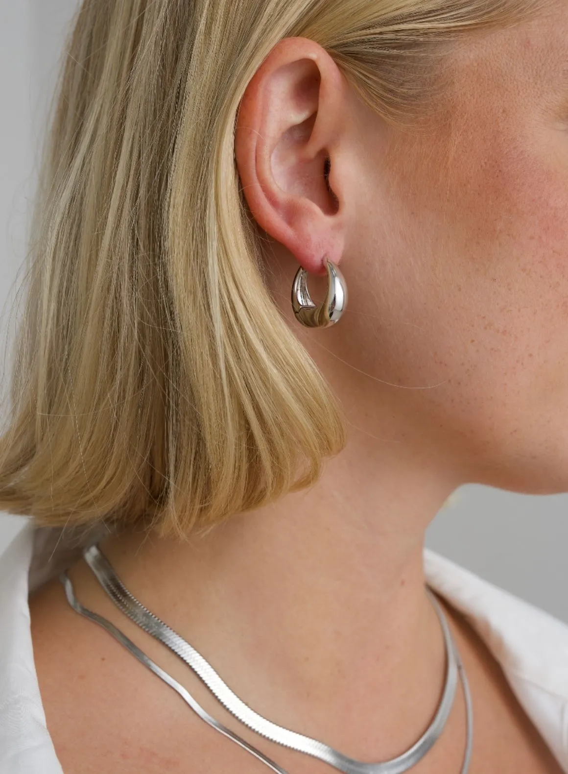 Silver Waterproof Drop Hoop Earrings sold by Aimn product image thumbnail 2
