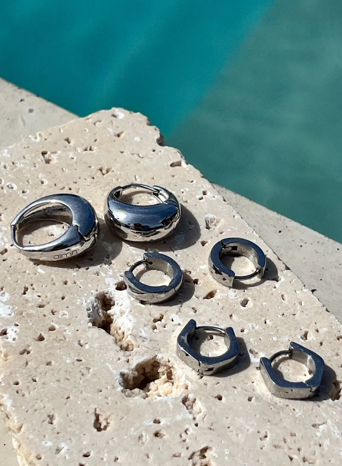 Silver Waterproof Drop Hoop Earrings sold by Aimn product image thumbnail 5