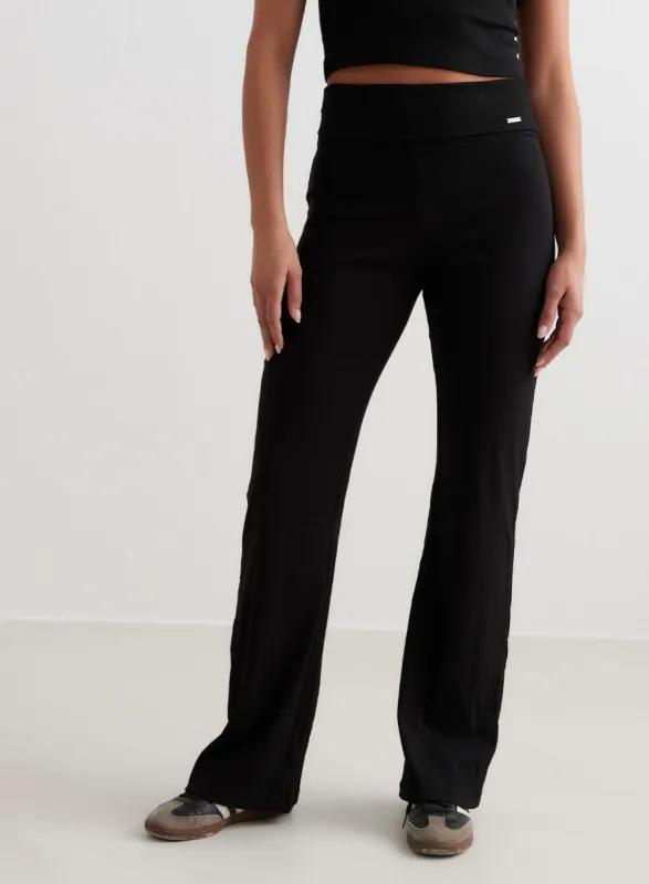 Black Ease Ribbed Pants sold by Aimn