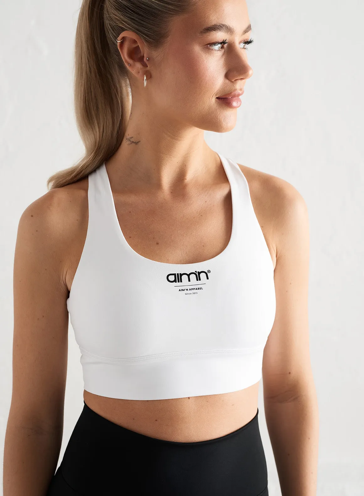 White Edge Core Racerback Bra sold by Aimn