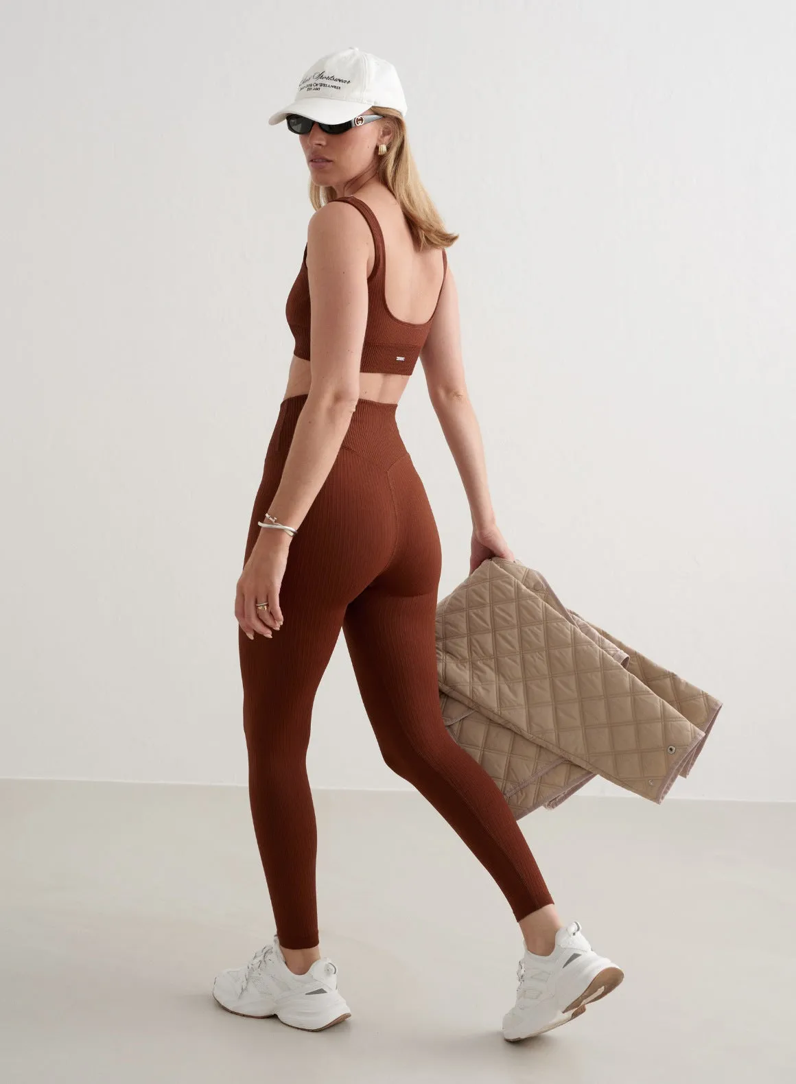 Mahogany Ribbed Seamless Tights sold by Aimn product image thumbnail 3
