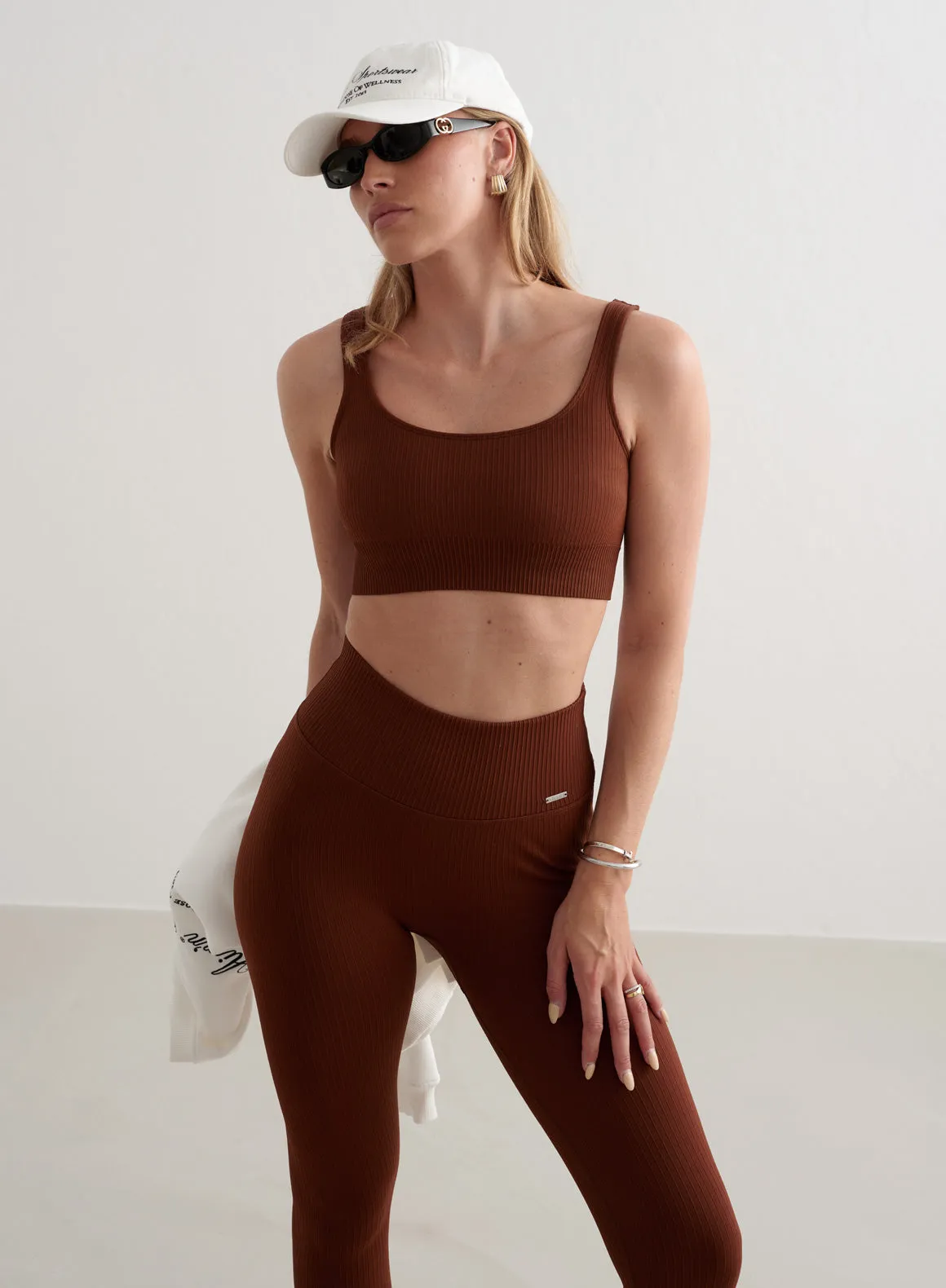 Mahogany Ribbed Seamless Bra sold by Aimn