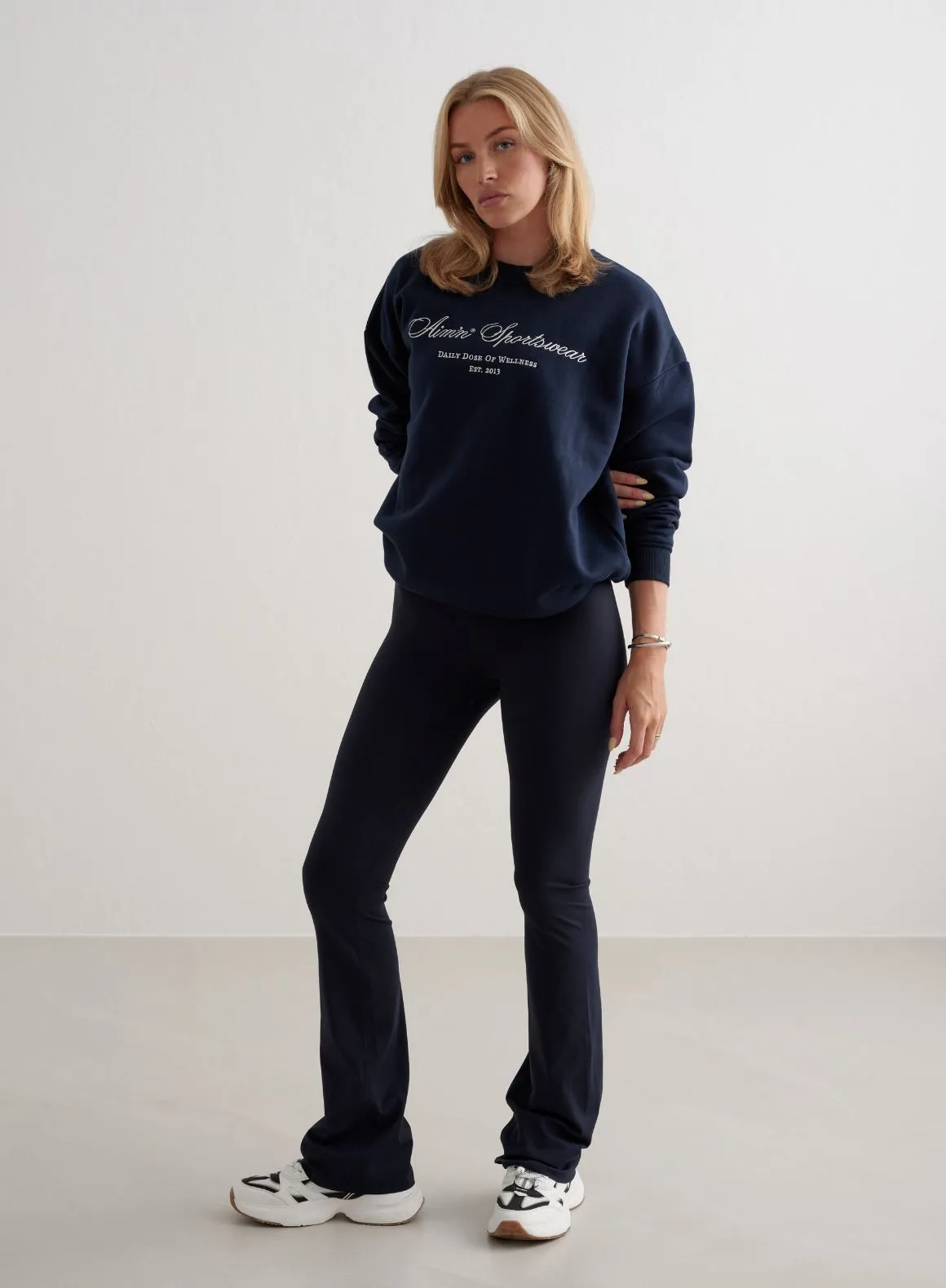 Navy Sense Flare Tights sold by Aimn product image thumbnail 5