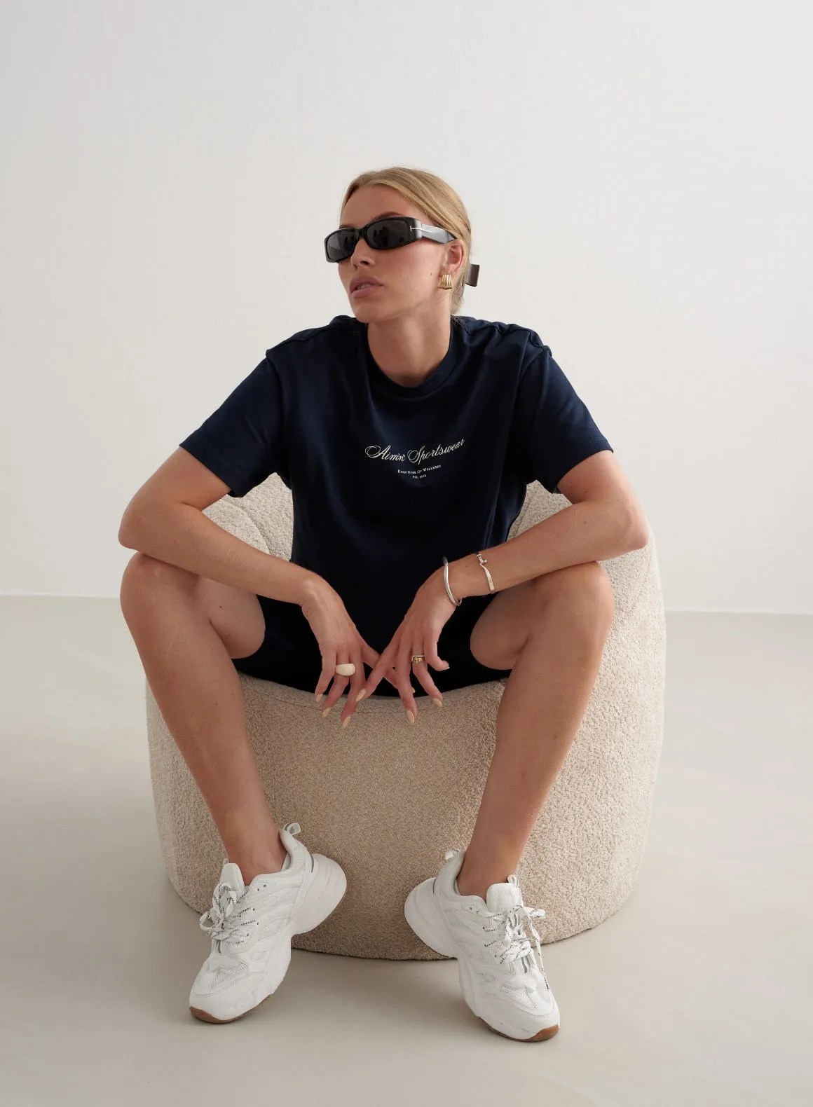 Navy Heritage Boxy T-shirt sold by Aimn