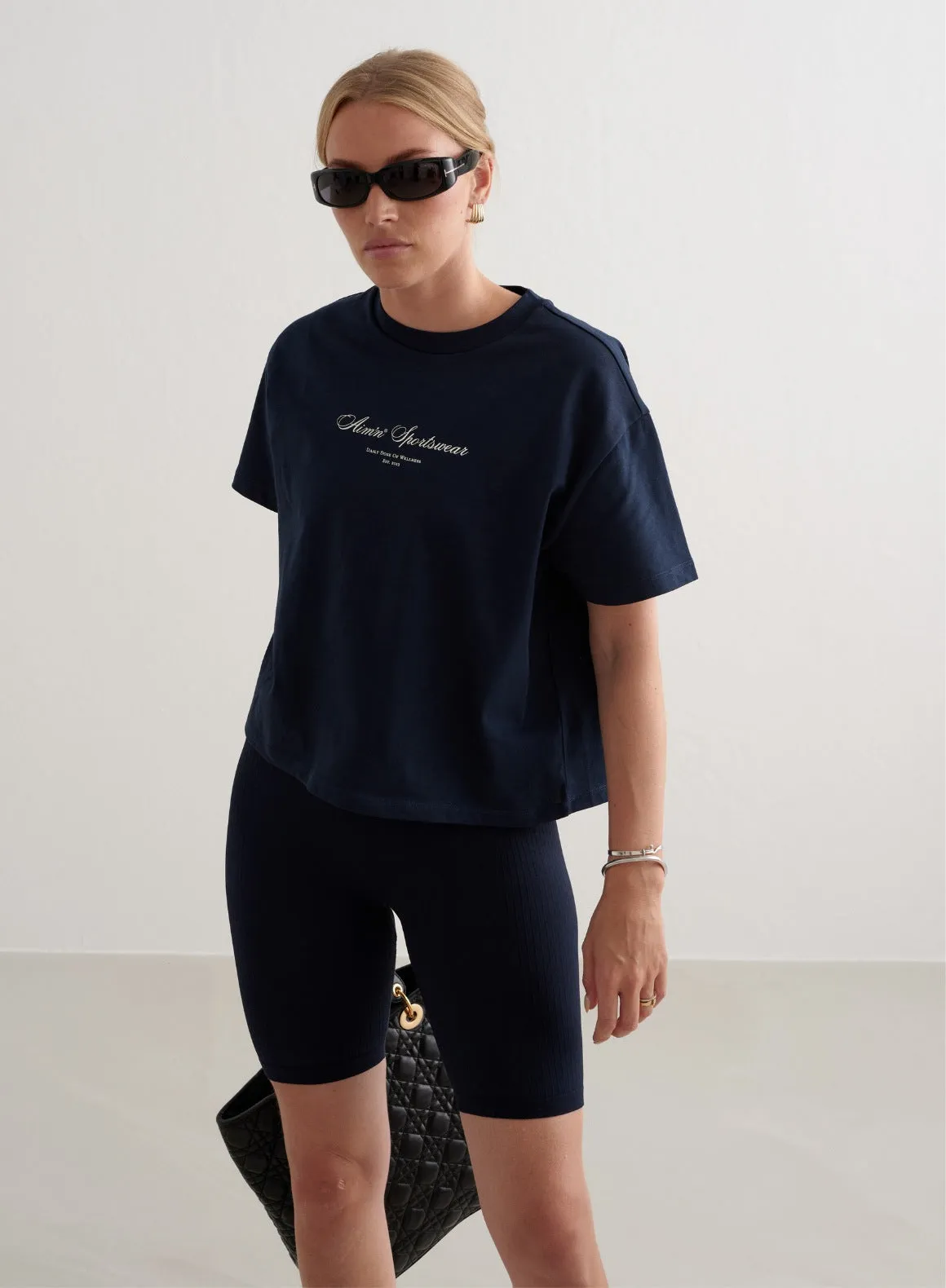 Navy Heritage Boxy T-shirt sold by Aimn product image thumbnail 3