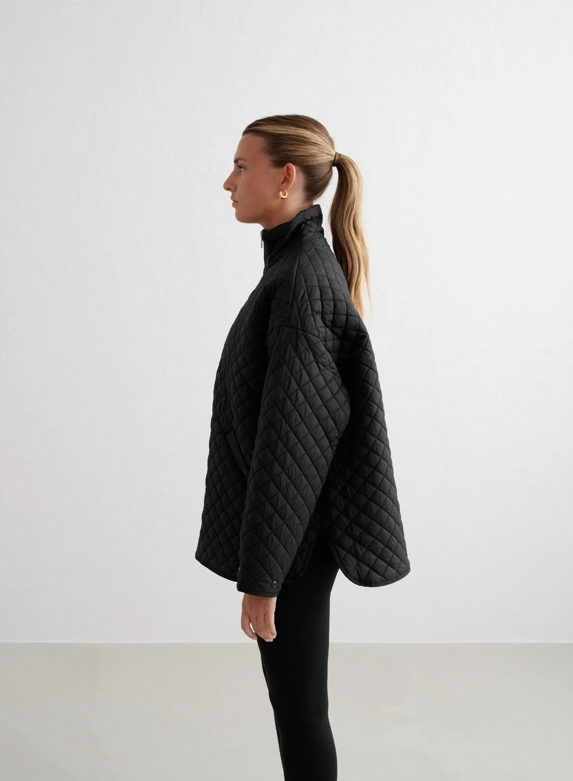 Black Oversized Quilted Jacket sold by Aimn product image thumbnail 5