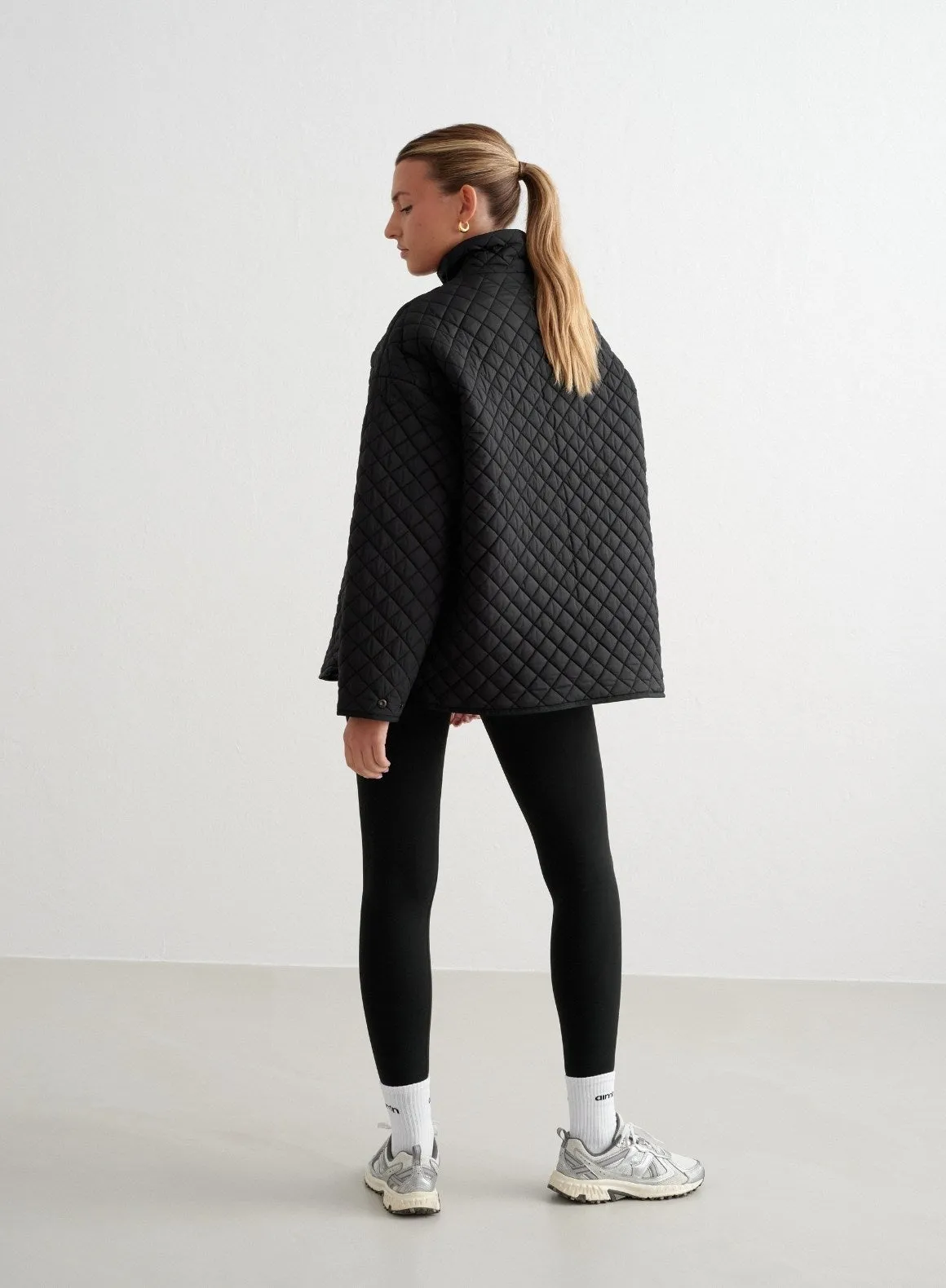 Black Oversized Quilted Jacket sold by Aimn product image thumbnail 4