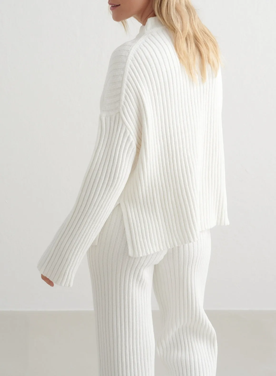 Almond White Rib Knit Sweater sold by Aimn product image thumbnail 2