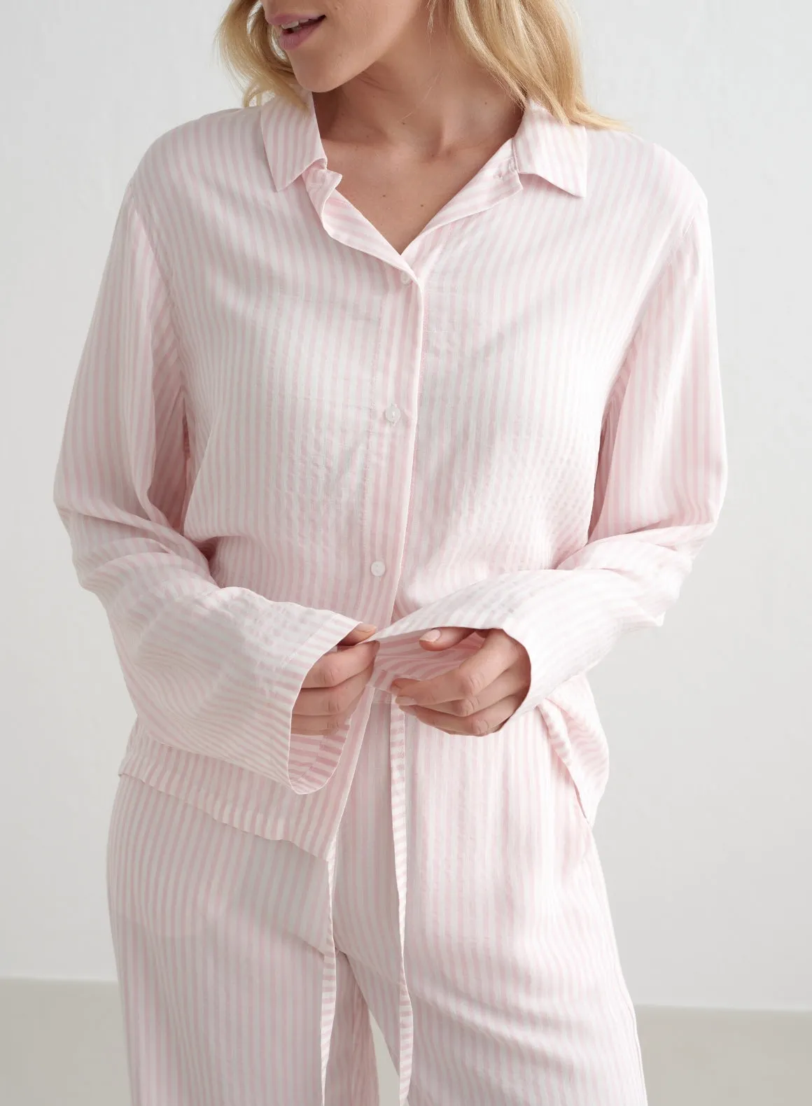 Winter Bloom Stripe Pyjama Shirt sold by Aimn