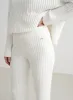 Almond White Rib Knit Pants sold by Aimn
