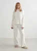Almond White Rib Knit Pants sold by Aimn