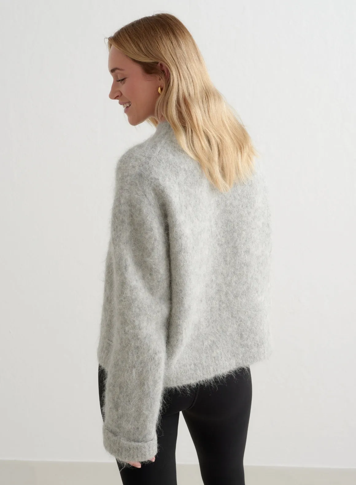 Grey Melange Alpaca Knit Sweater sold by Aimn product image thumbnail 3