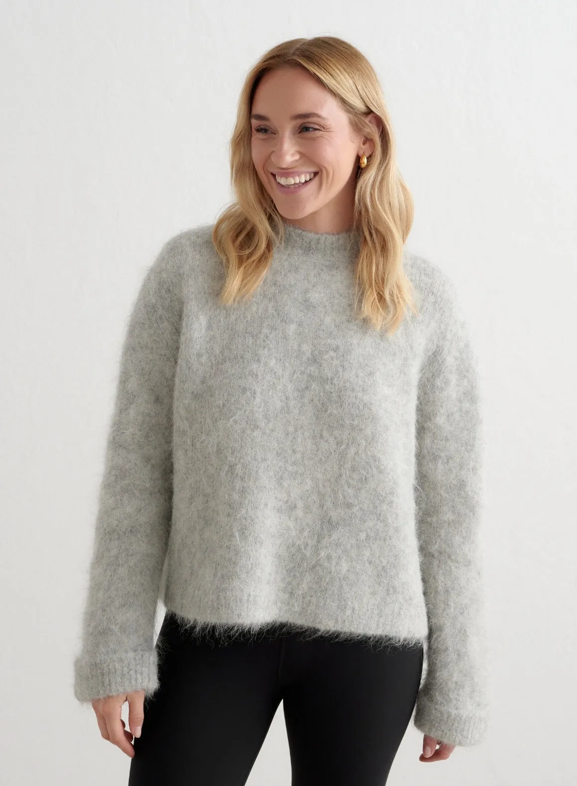 Grey Melange Alpaca Knit Sweater sold by Aimn product image thumbnail 2