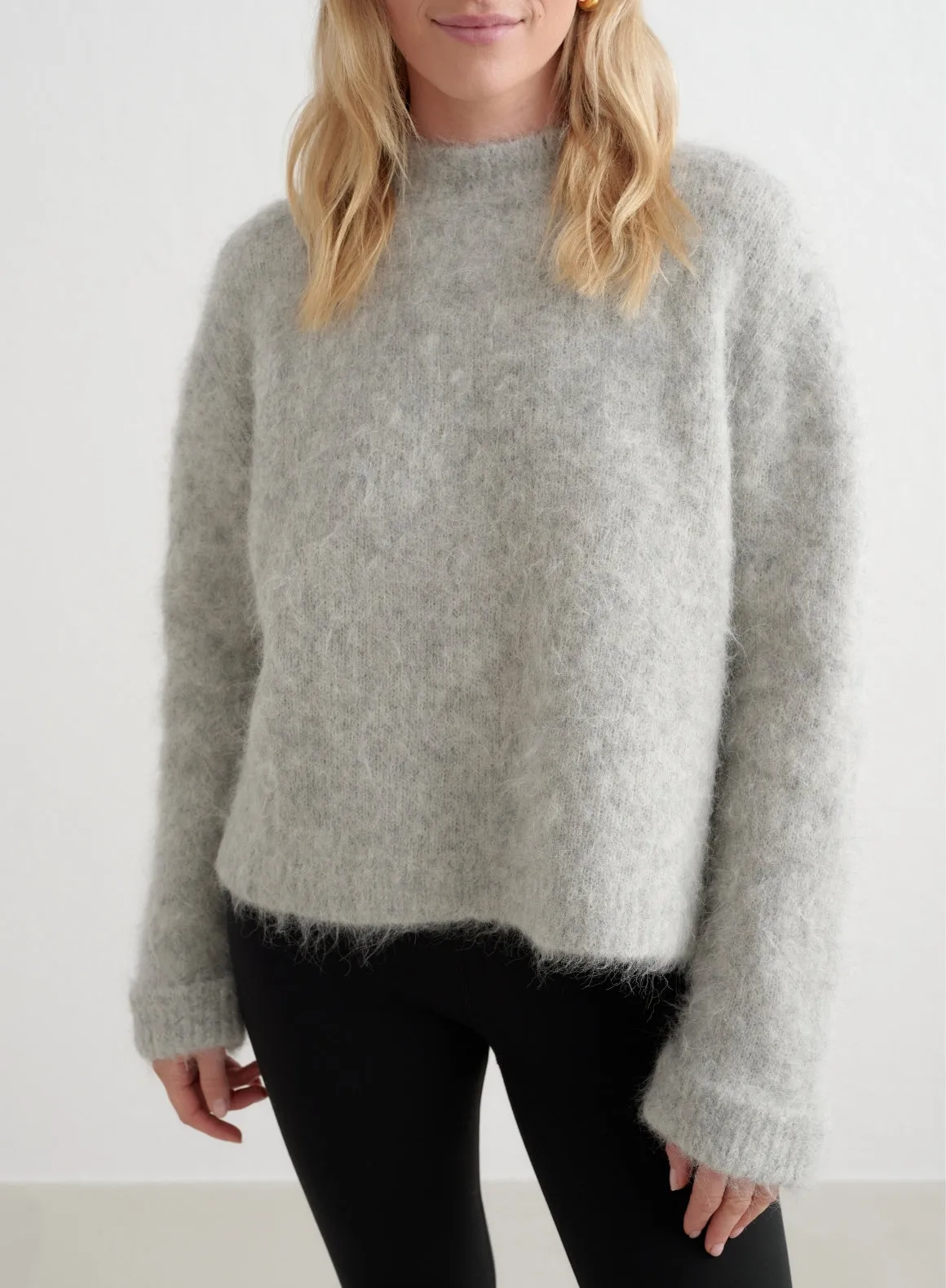 Grey Melange Alpaca Knit Sweater sold by Aimn product image thumbnail 5
