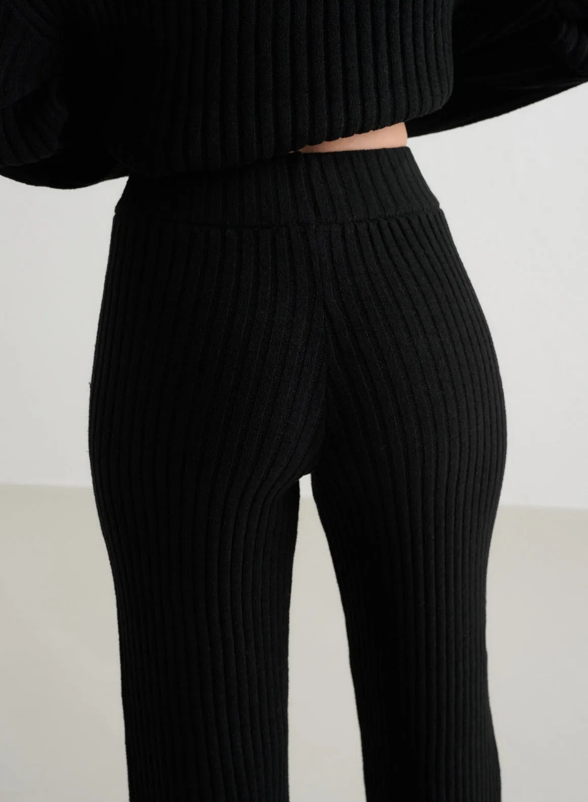 Black Rib Knit Pants sold by Aimn product image thumbnail 3