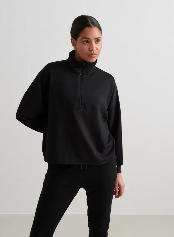 Black Comfy Modal Half Zip sold by Aimn