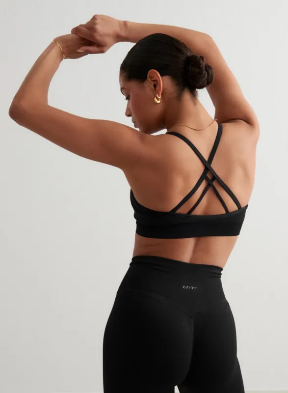 Black Shape Seamless Cross Back Bra sold by Aimn