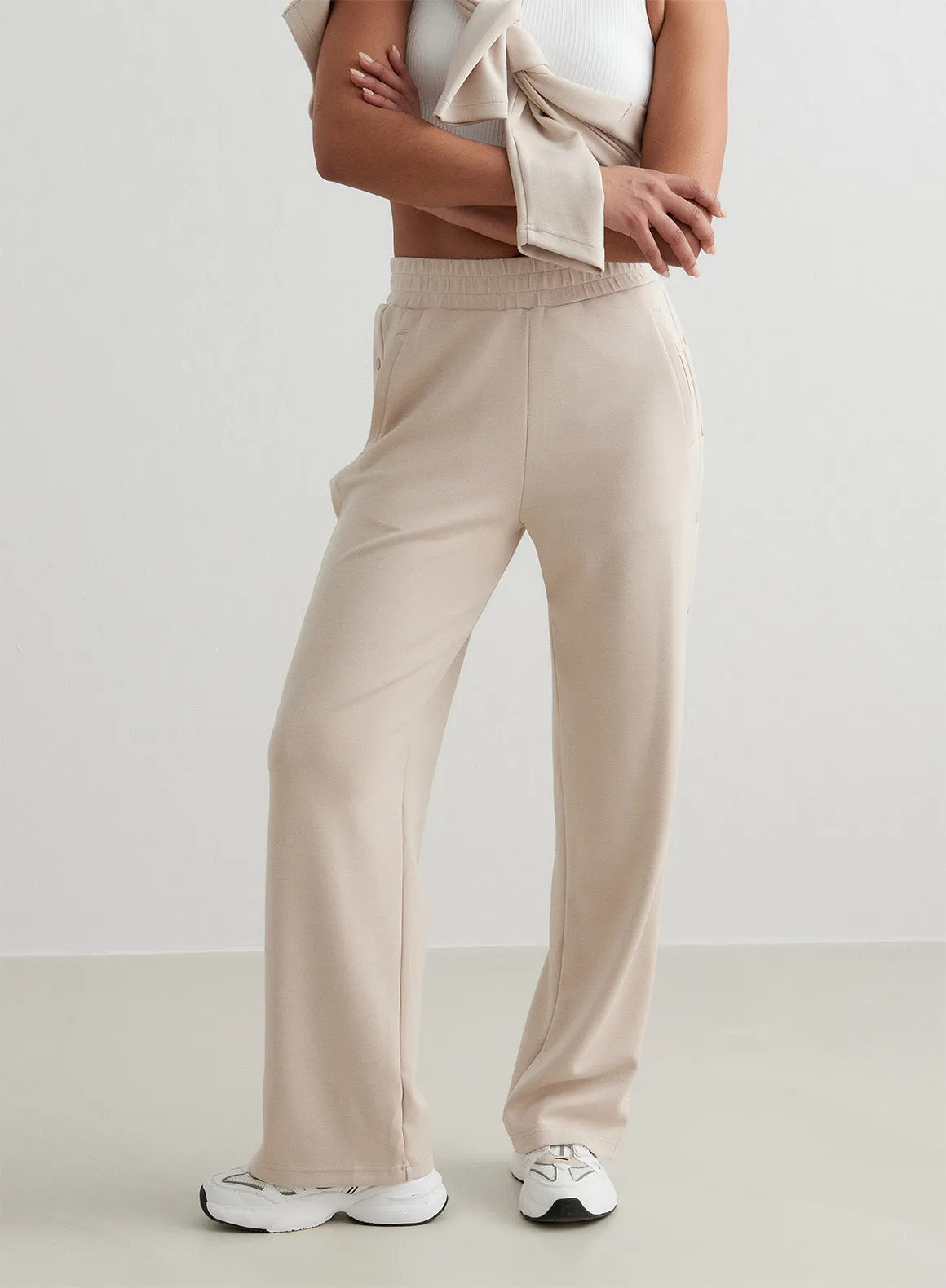 Café Au Lait Comfy Modal Buttoned Pants sold by Aimn product image thumbnail 3