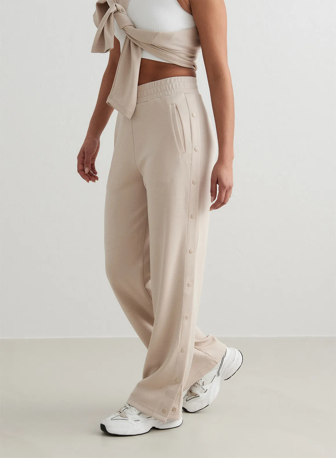 Café Au Lait Comfy Modal Buttoned Pants sold by Aimn