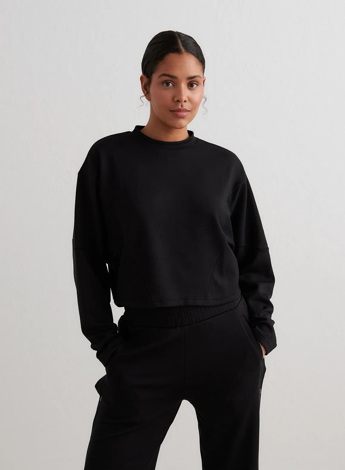 Black Comfy Modal Block Sweatshirt sold by Aimn product image thumbnail 2