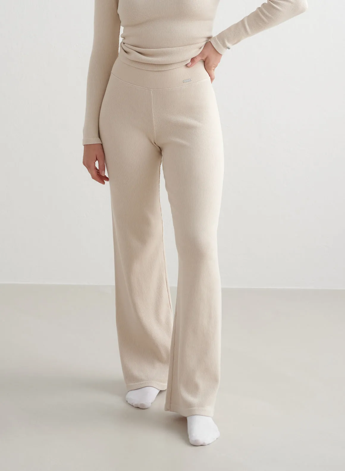 Café Au Lait Ribbed Wool Wide Pants sold by Aimn