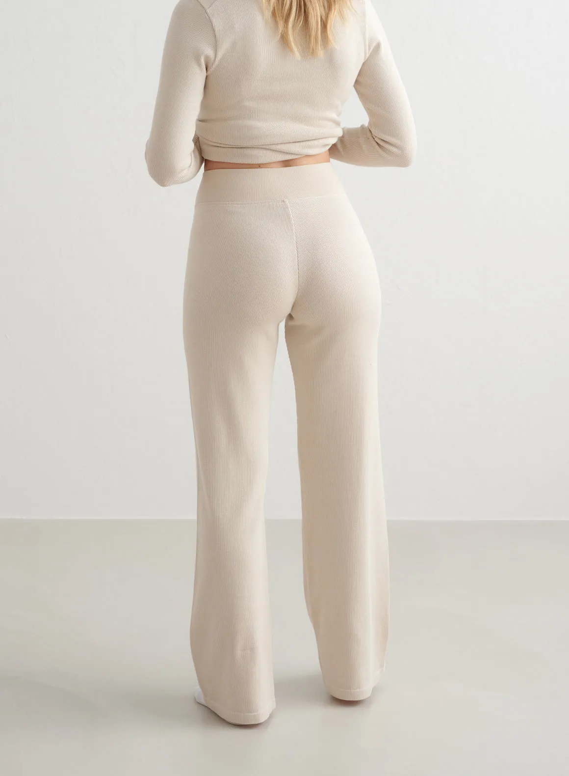 Café Au Lait Ribbed Wool Wide Pants sold by Aimn product image thumbnail 4