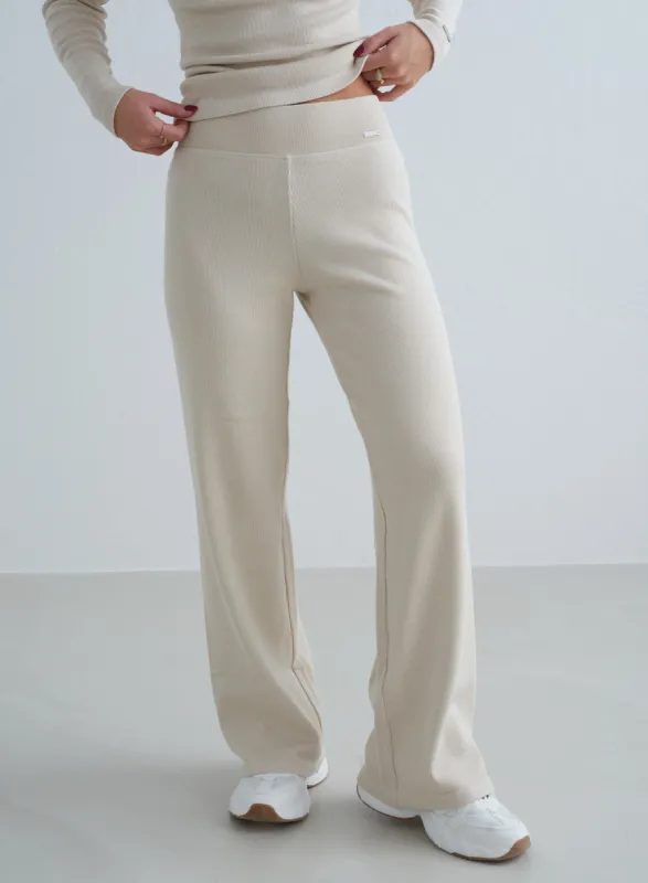 Café Au Lait Ribbed Wool Petite Wide Pants sold by Aimn