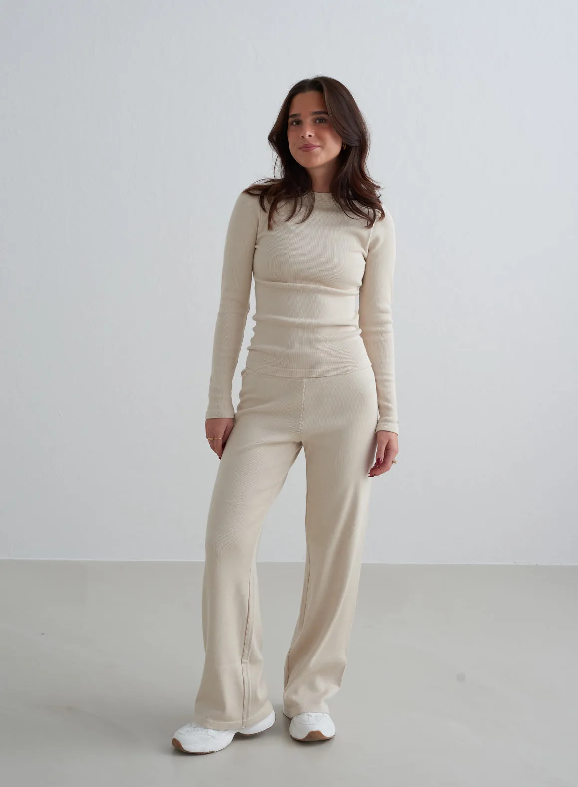 Café Au Lait Ribbed Wool Petite Wide Pants sold by Aimn product image thumbnail 5