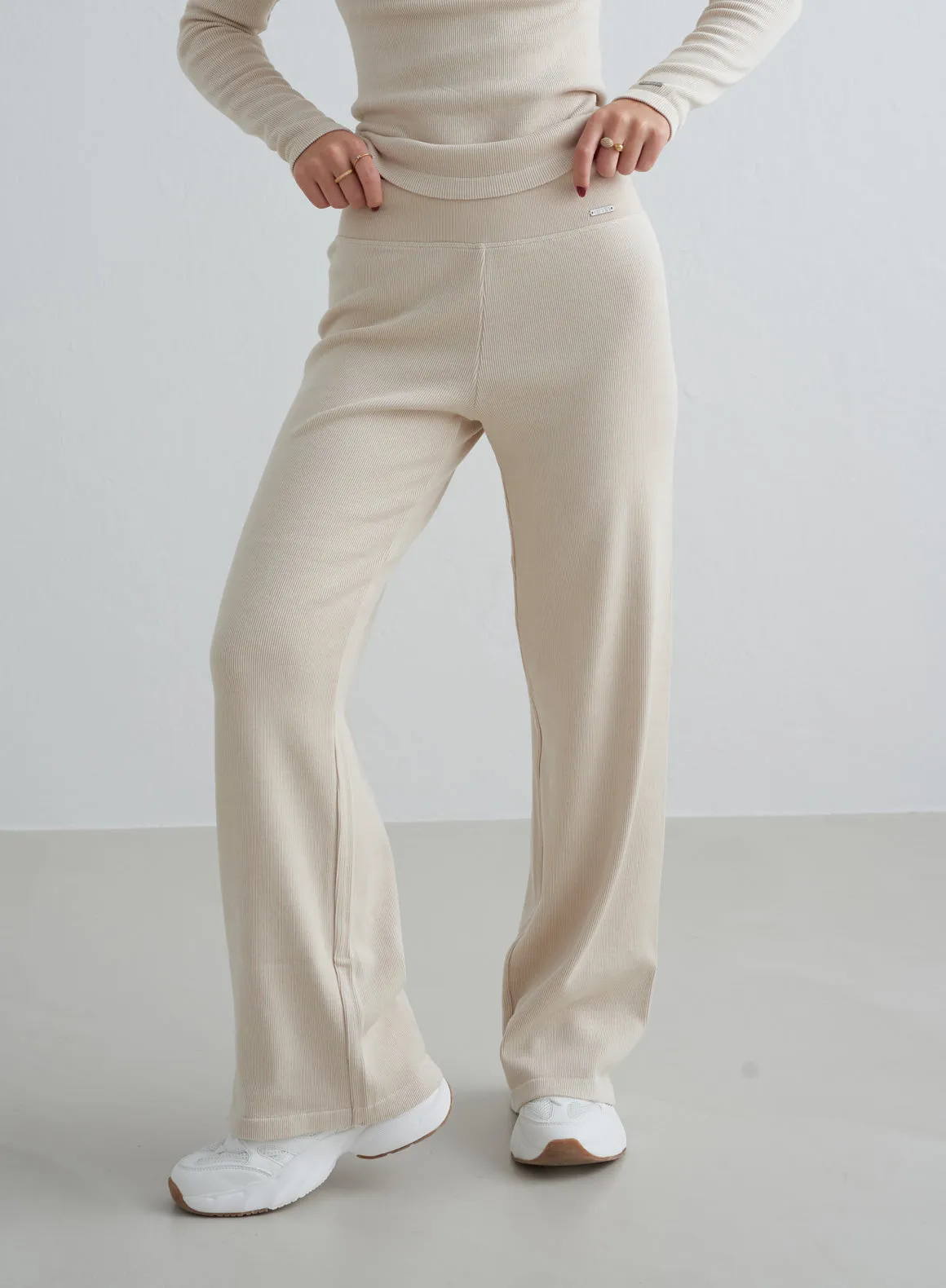 Café Au Lait Ribbed Wool Petite Wide Pants sold by Aimn product image thumbnail 4