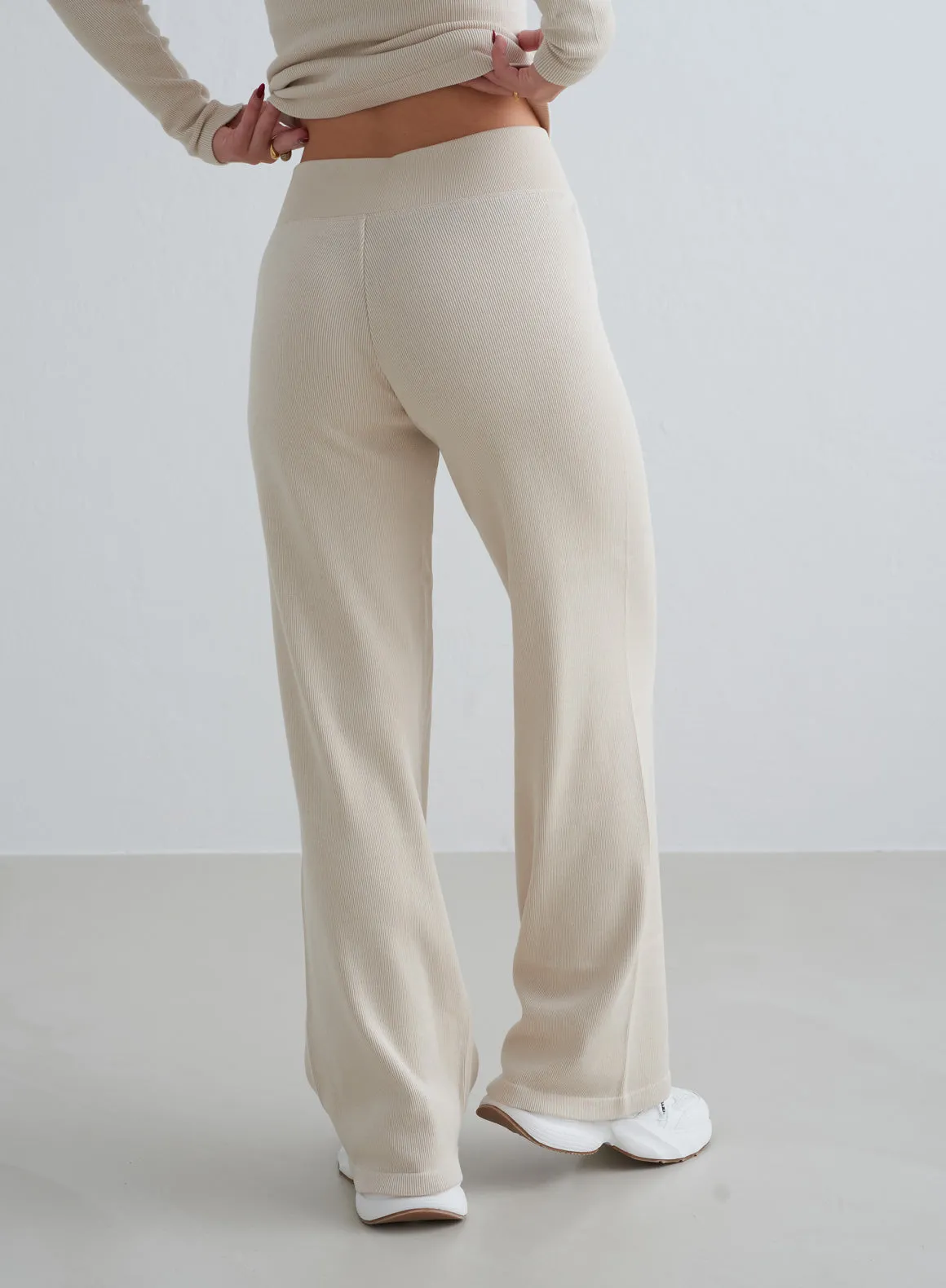 Café Au Lait Ribbed Wool Petite Wide Pants sold by Aimn product image thumbnail 3