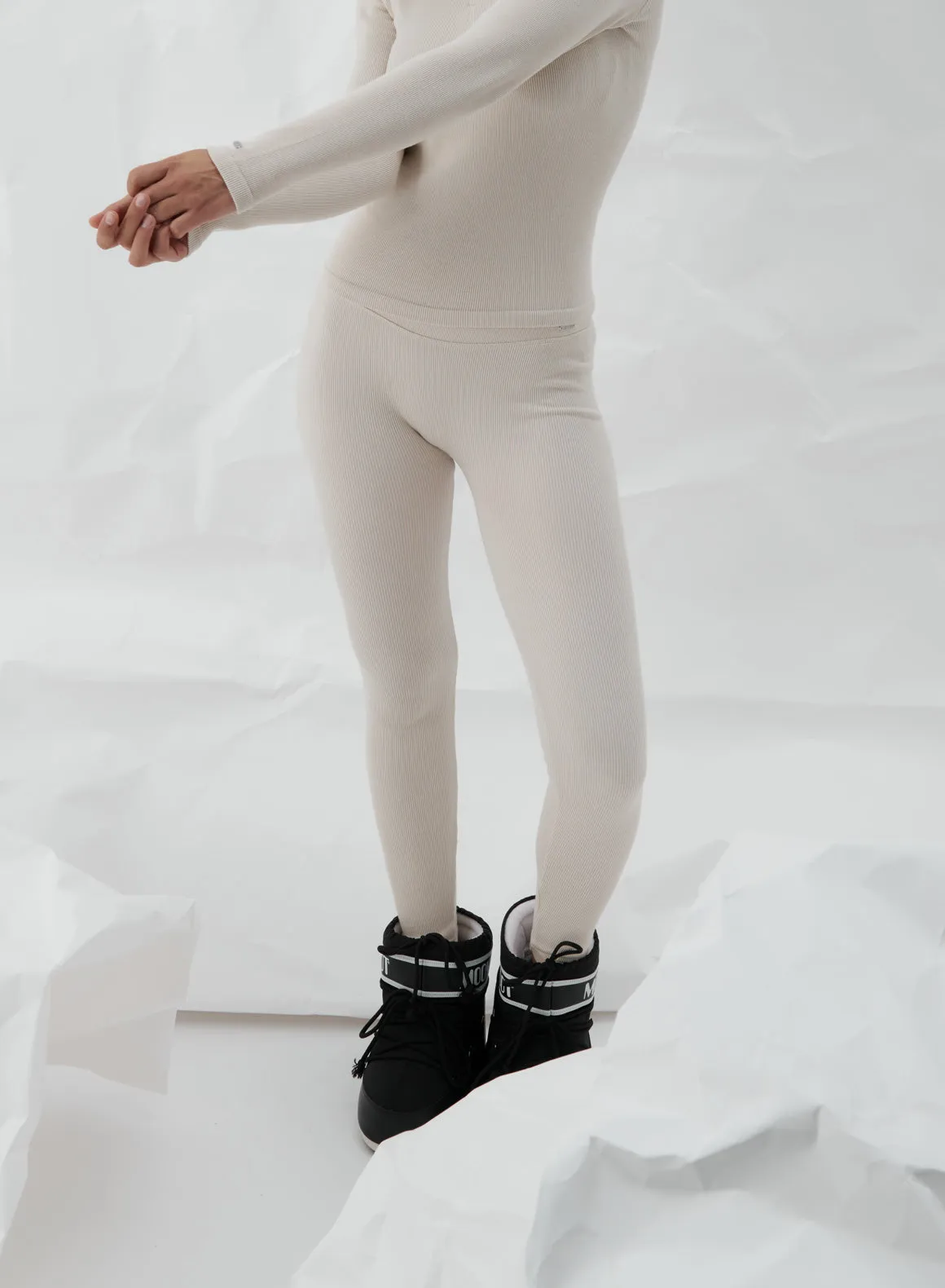 Café Au Lait Ribbed Wool Leggings sold by Aimn