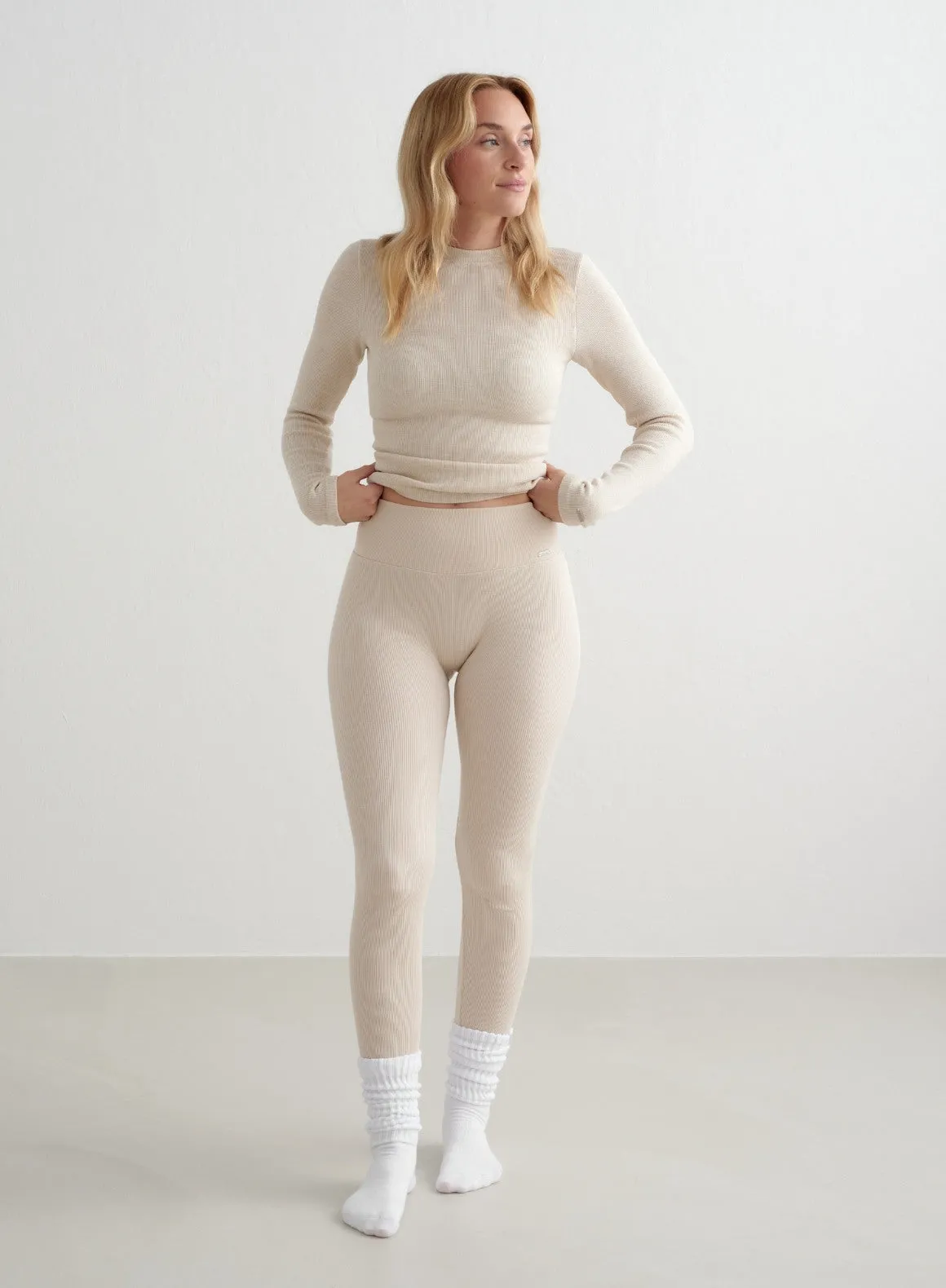 Café Au Lait Ribbed Wool Leggings sold by Aimn product image thumbnail 4