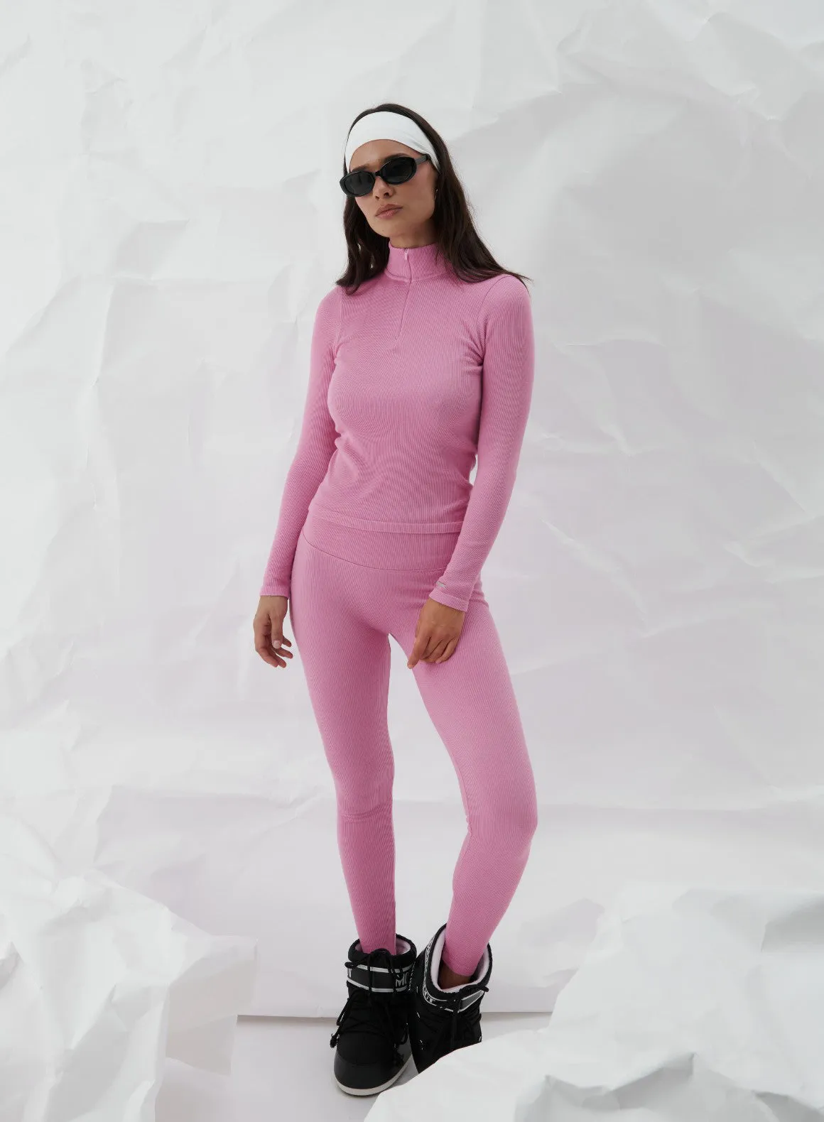 Peony Pink Ribbed Wool Half Zip sold by Aimn product image thumbnail 4