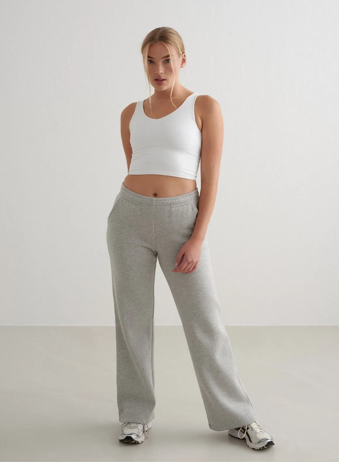 Grey Melange Wide Sweatpants sold by Aimn