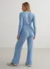 Blue Mist Ease Ribbed Wide Pants sold by Aimn