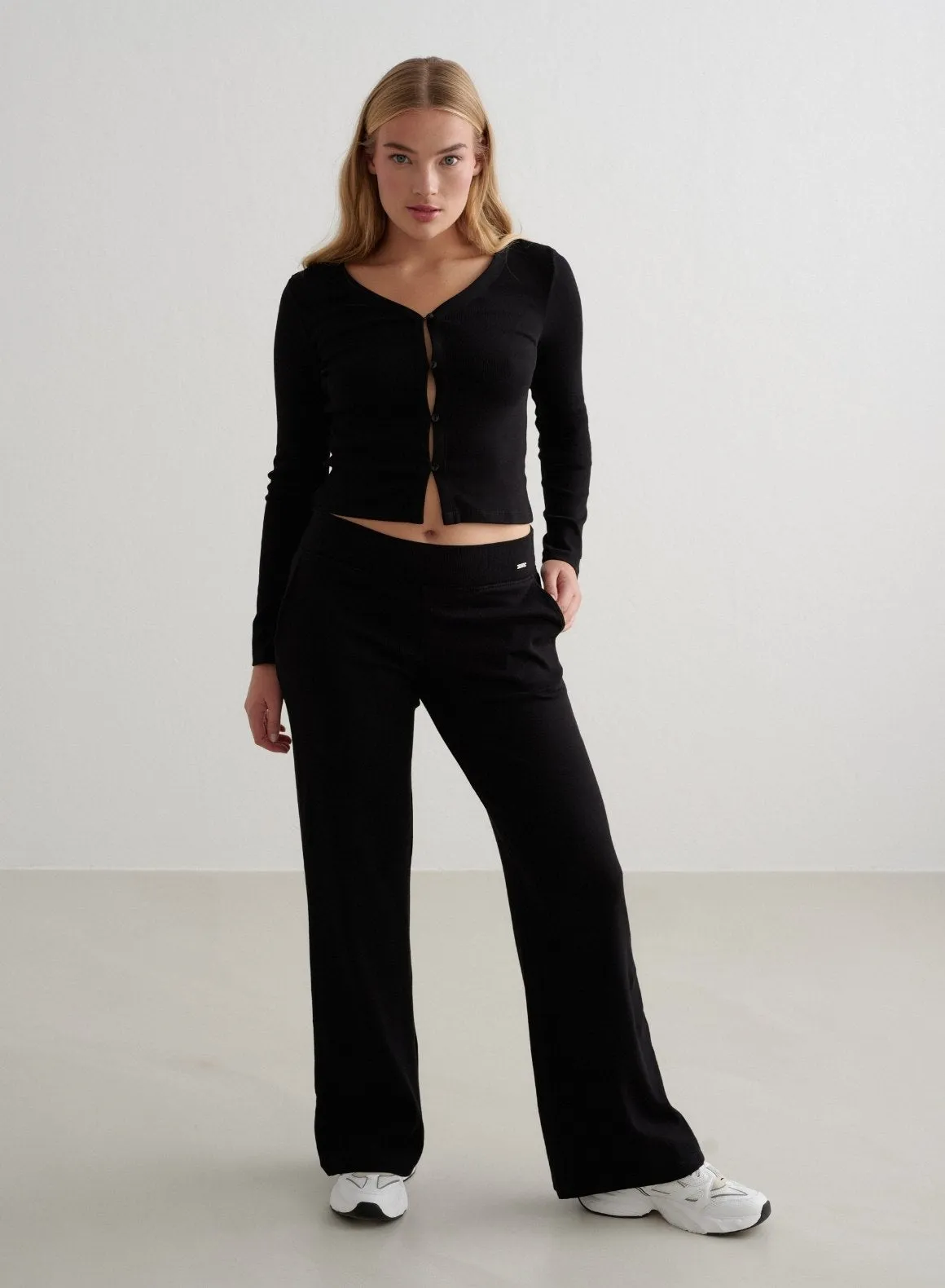 Black Ease Ribbed Cardigan sold by Aimn product image thumbnail 4