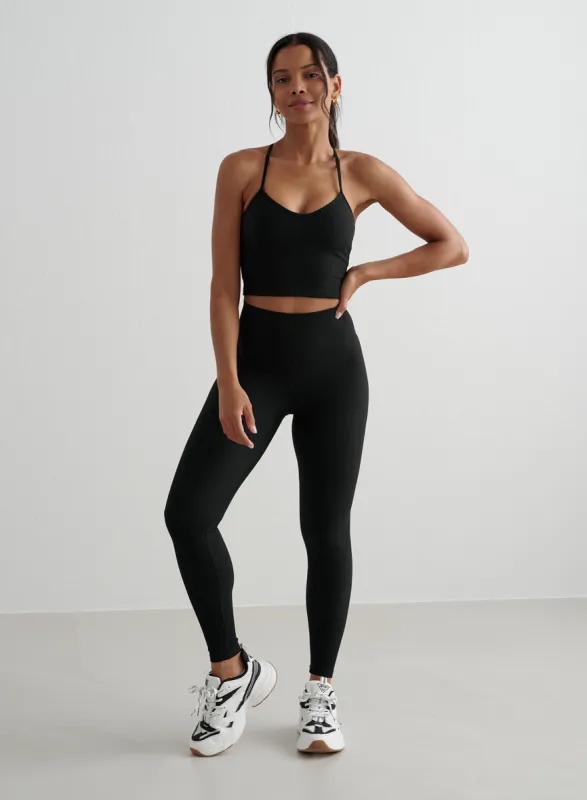 Black Ribbed Performance Bralette Set sold by Aimn