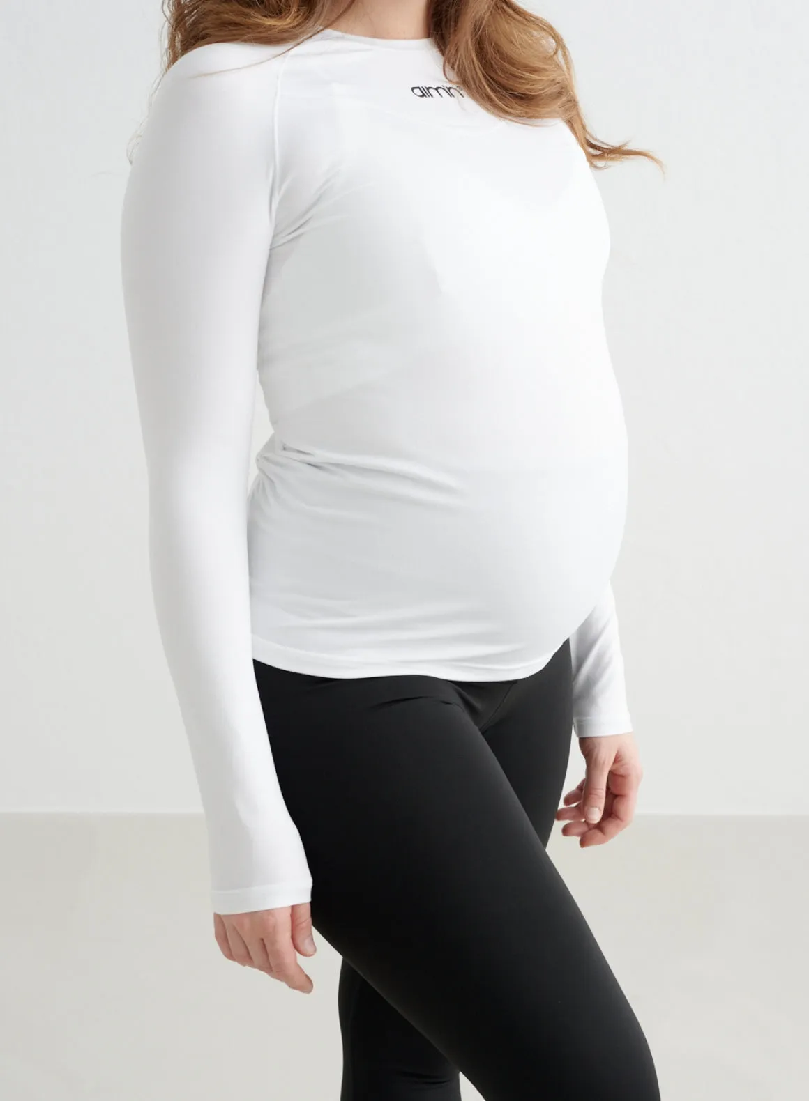 White Soft Basic Maternity Long Sleeve sold by Aimn