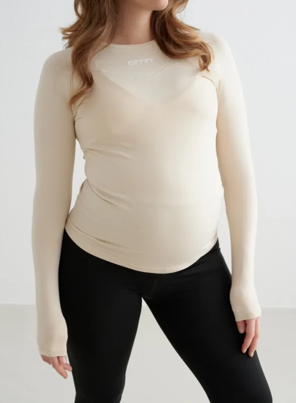 Café Au Lait Soft Basic Maternity Long Sleeve sold by Aimn