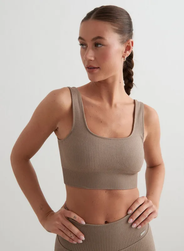 Espresso Ribbed Seamless Bra sold by Aimn