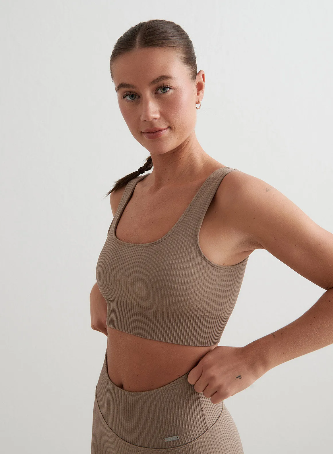 Espresso Ribbed Seamless Bra sold by Aimn product image thumbnail 4