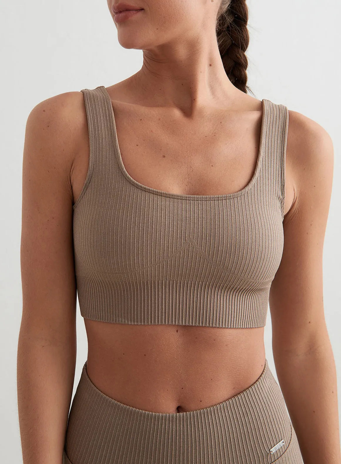 Espresso Ribbed Seamless Bra sold by Aimn product image thumbnail 2