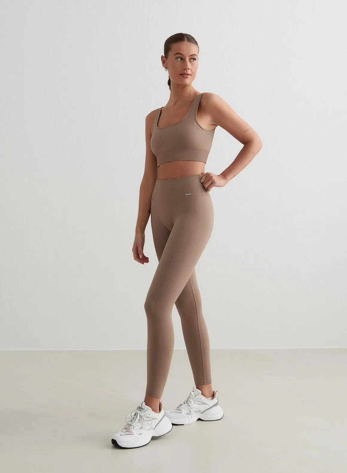 Espresso Ribbed Seamless Bra sold by Aimn product image thumbnail 3