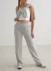Light Grey Melange Comfy Modal Wide Pants sold by Aimn