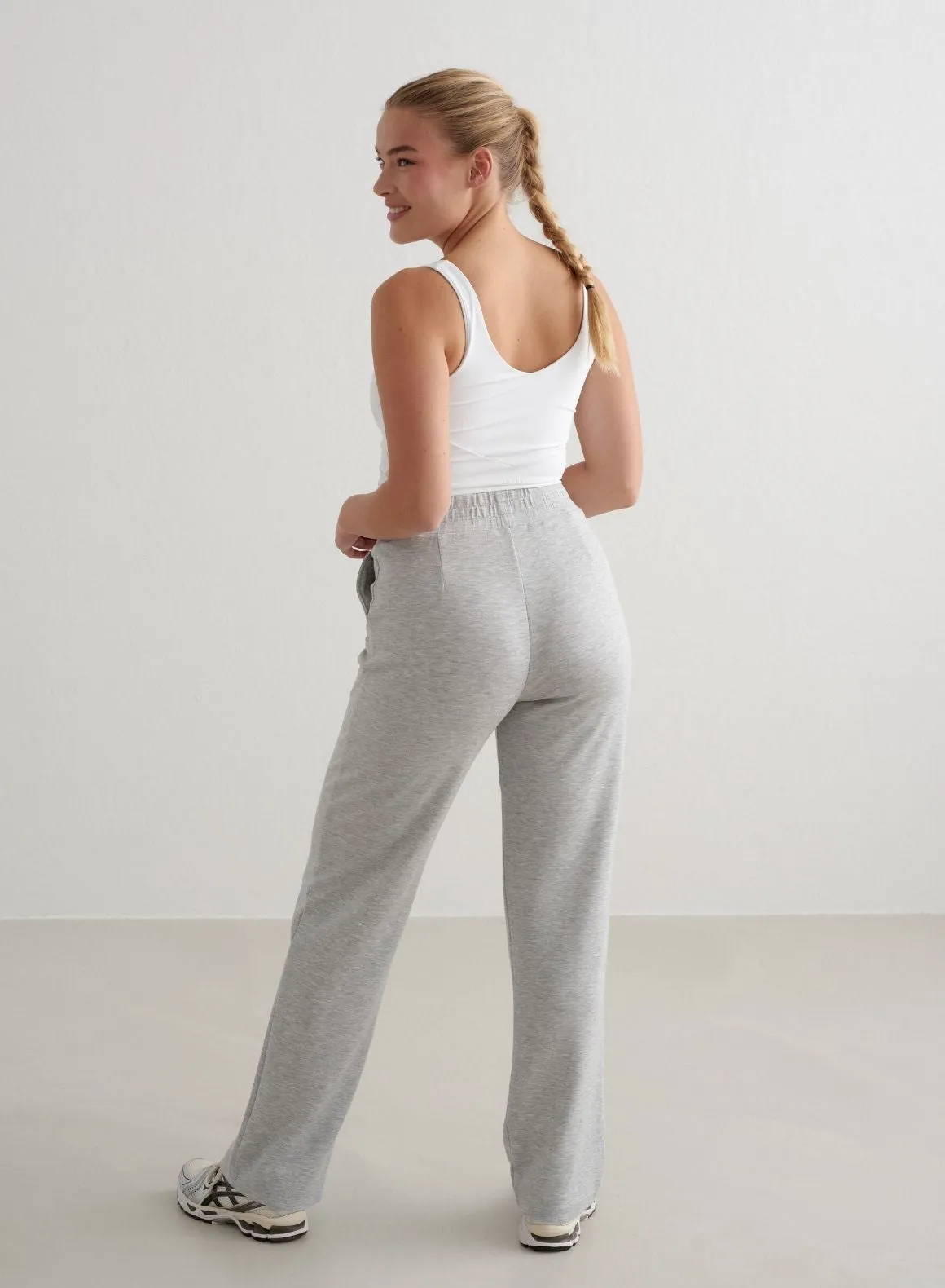 Light Grey Melange Comfy Modal Wide Pants sold by Aimn product image thumbnail 3