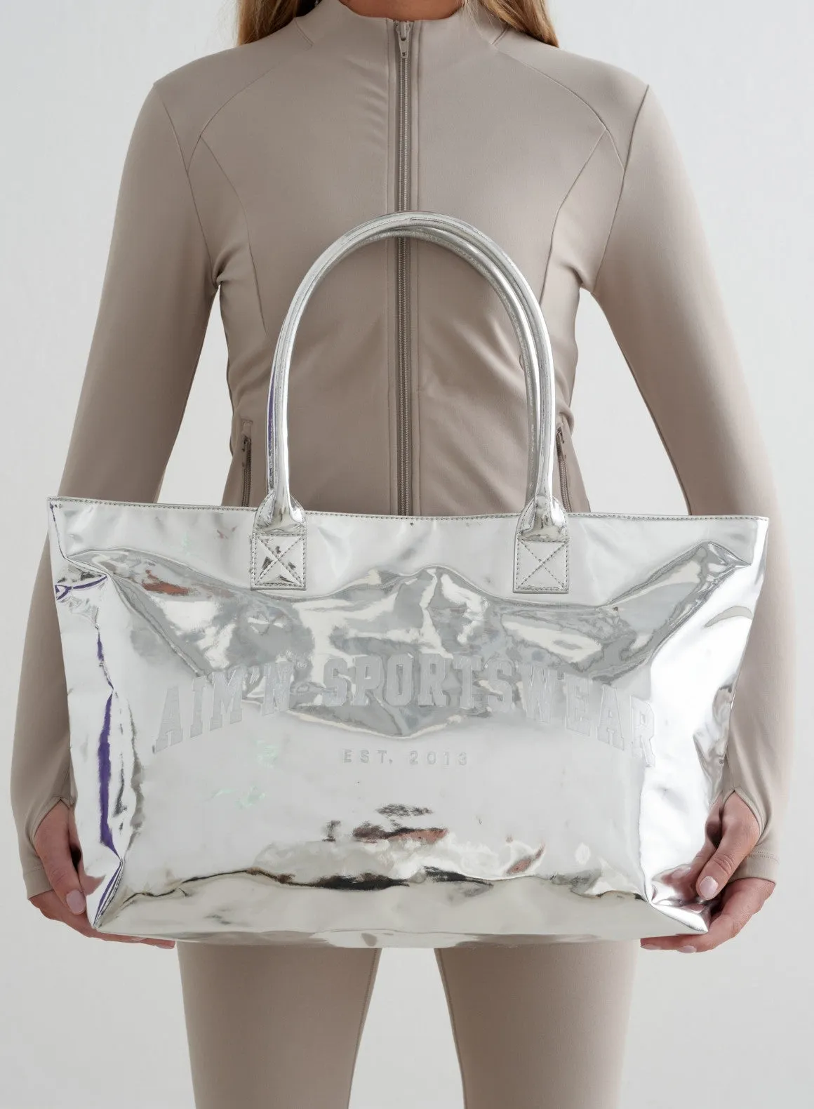 Silver Chrome Tote Bag sold by Aimn
