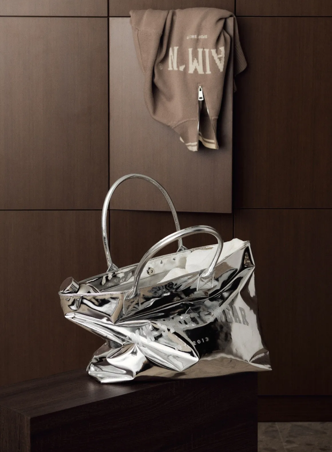 Silver Chrome Tote Bag sold by Aimn product image thumbnail 5