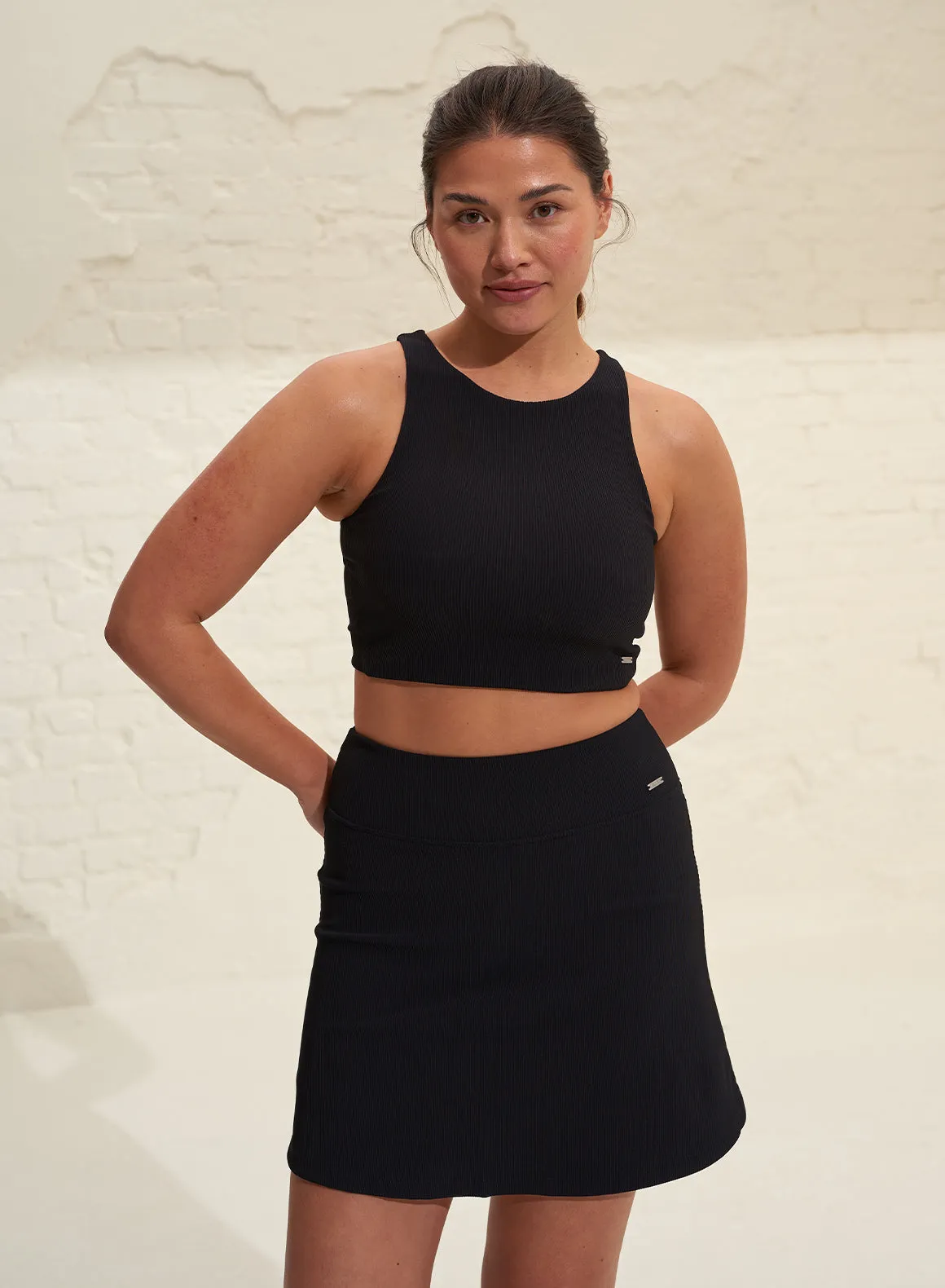 Black Micro Rib Skort sold by Aimn product image thumbnail 5